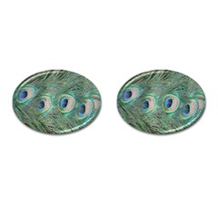 Peacock Feathers Macro Cufflinks (oval) by GiftsbyNature