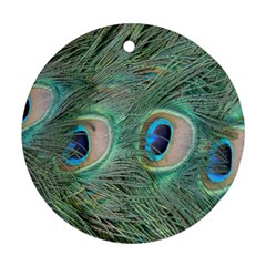 Peacock Feathers Macro Round Ornament (two Sides) 