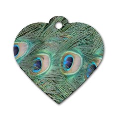 Peacock Feathers Macro Dog Tag Heart (two Sides) by GiftsbyNature