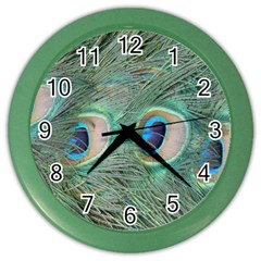 Peacock Feathers Macro Color Wall Clocks by GiftsbyNature