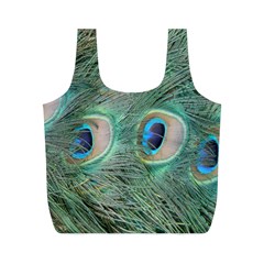 Peacock Feathers Macro Full Print Recycle Bags (m)  by GiftsbyNature