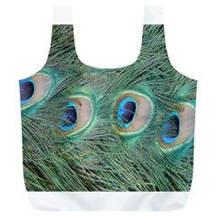 Peacock Feathers Macro Full Print Recycle Bags (l)  by GiftsbyNature