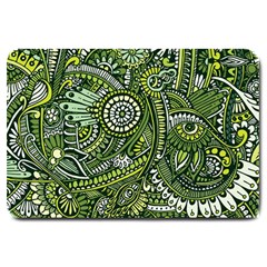 Green Boho Flower Pattern Zz0105 Large Doormat by Zandiepants