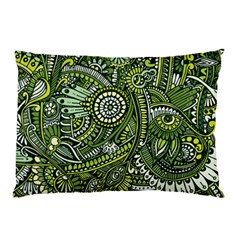 Green Boho Flower Pattern Zz0105 Pillow Case by Zandiepants