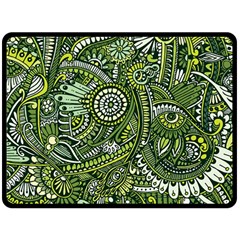 Green Boho Flower Pattern Zz0105 Fleece Blanket (large) by Zandiepants