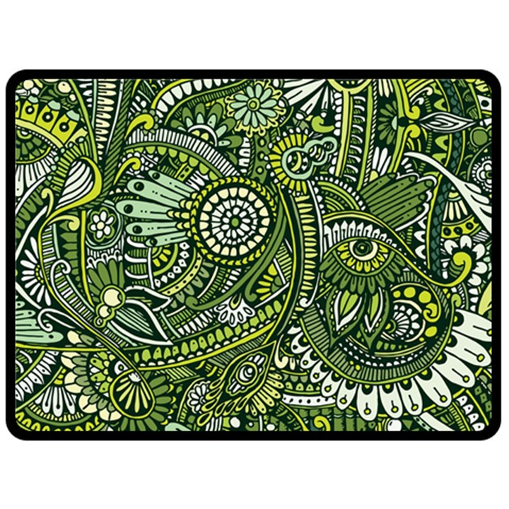 Green Boho Flower Pattern Zz0105 Fleece Blanket (Large)