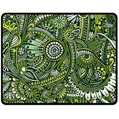 Green Boho Flower Pattern Zz0105 Fleece Blanket (medium) by Zandiepants