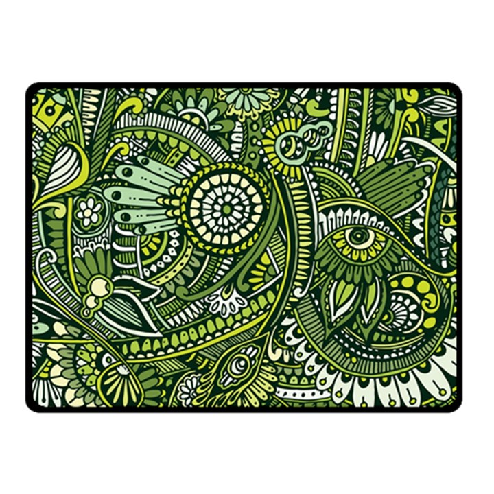 Green Boho Flower Pattern Zz0105 Fleece Blanket (Small)