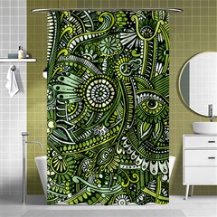 Green Boho Flower Pattern Zz0105 Shower Curtain 48  X 72  (small) by Zandiepants