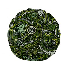 Green Boho Flower Pattern Zz0105 Standard 15  Premium Round Cushion 