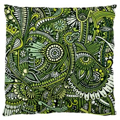 Green Boho Flower Pattern Zz0105 Standard Flano Cushion Case (one Side) by Zandiepants