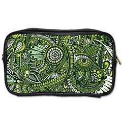 Green Boho Flower Pattern Zz0105 Toiletries Bag (two Sides) by Zandiepants