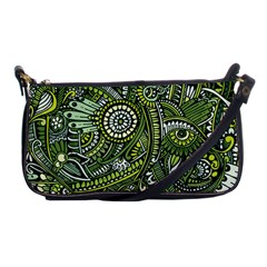 Green Boho Flower Pattern Zz0105 Shoulder Clutch Bag by Zandiepants