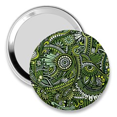 Green Boho Flower Pattern Zz0105 3  Handbag Mirror