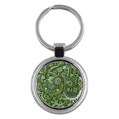 Green Boho Flower Pattern Zz0105 Key Chain (round) by Zandiepants