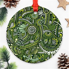 Green Boho Flower Pattern Zz0105 Ornament (round) by Zandiepants