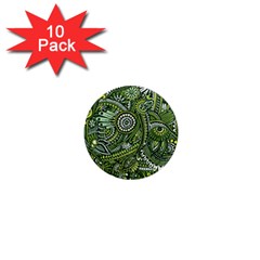 Green Boho Flower Pattern Zz0105 1  Mini Magnet (10 Pack)  by Zandiepants