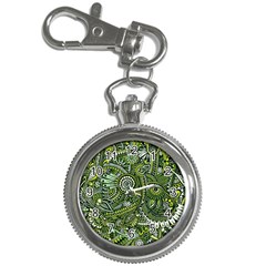 Green Boho Flower Pattern Zz0105 Key Chain Watch