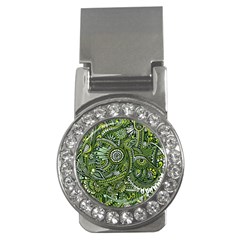 Green Boho Flower Pattern Zz0105 Money Clip (cz) by Zandiepants