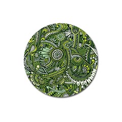 Green Boho Flower Pattern Zz0105 Magnet 3  (round)