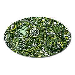 Green Boho Flower Pattern Zz0105 Magnet (Oval)