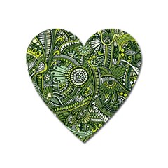 Green Boho Flower Pattern Zz0105 Magnet (heart) by Zandiepants