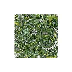 Green Boho Flower Pattern Zz0105 Magnet (square) by Zandiepants