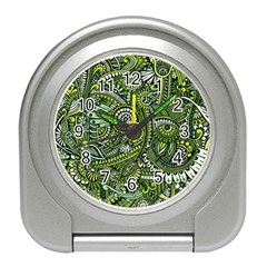 Green Boho Flower Pattern Zz0105 Travel Alarm Clock by Zandiepants