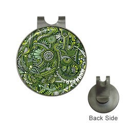 Green Boho Flower Pattern Zz0105 Golf Ball Marker Hat Clip by Zandiepants