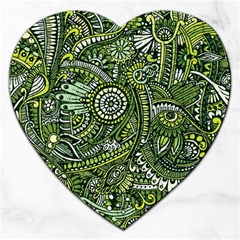 Green Boho Flower Pattern Zz0105 Jigsaw Puzzle (Heart)