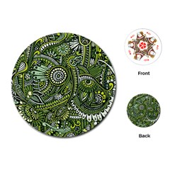 Green Boho Flower Pattern Zz0105 Playing Cards (round) by Zandiepants