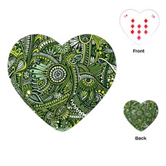 Green Boho Flower Pattern Zz0105 Playing Cards (heart) by Zandiepants