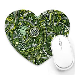 Green Boho Flower Pattern Zz0105 Heart Mousepad