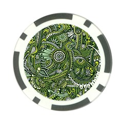 Green Boho Flower Pattern Zz0105 Poker Chip Card Guard