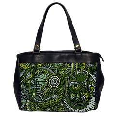 Green Boho Flower Pattern Zz0105 Oversize Office Handbag by Zandiepants