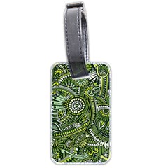 Green Boho Flower Pattern Zz0105 Luggage Tag (two Sides) by Zandiepants