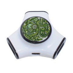 Green Boho Flower Pattern Zz0105 3-Port USB Hub