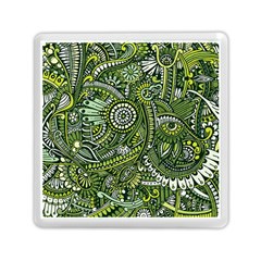 Green Boho Flower Pattern Zz0105 Memory Card Reader (Square)