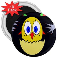 Chicken 3  Magnets (10 Pack) 