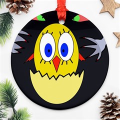 Chicken Round Ornament (two Sides)  by Valentinaart