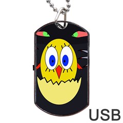 Chicken Dog Tag Usb Flash (one Side) by Valentinaart