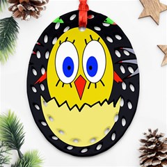 Chicken Oval Filigree Ornament (2-side)  by Valentinaart