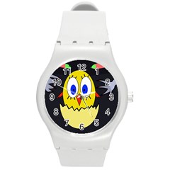 Chicken Round Plastic Sport Watch (m) by Valentinaart