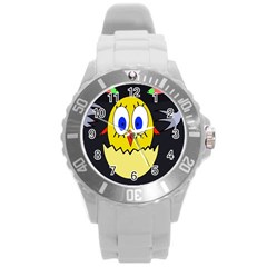 Chicken Round Plastic Sport Watch (l) by Valentinaart