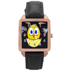 Chicken Rose Gold Leather Watch 