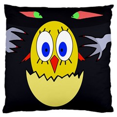 Chicken Large Flano Cushion Case (one Side)