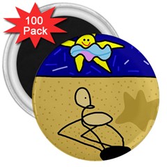 Sunbathing 3  Magnets (100 Pack)