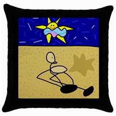 Sunbathing Throw Pillow Case (black)