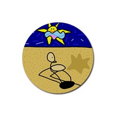 Sunbathing Rubber Round Coaster (4 Pack)  by Valentinaart