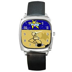 Sunbathing Square Metal Watch